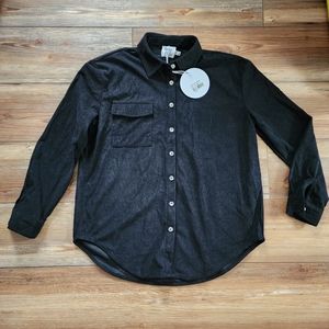 Princess Polly Shirt Womens 2 Black Long Sleeve Rylan NEW